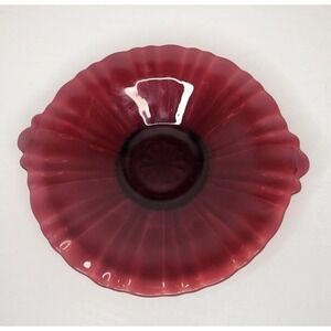 VTG Old Cafe Royal Ruby Round Mint Tray Anchor Hocking Ridges Depression Glass